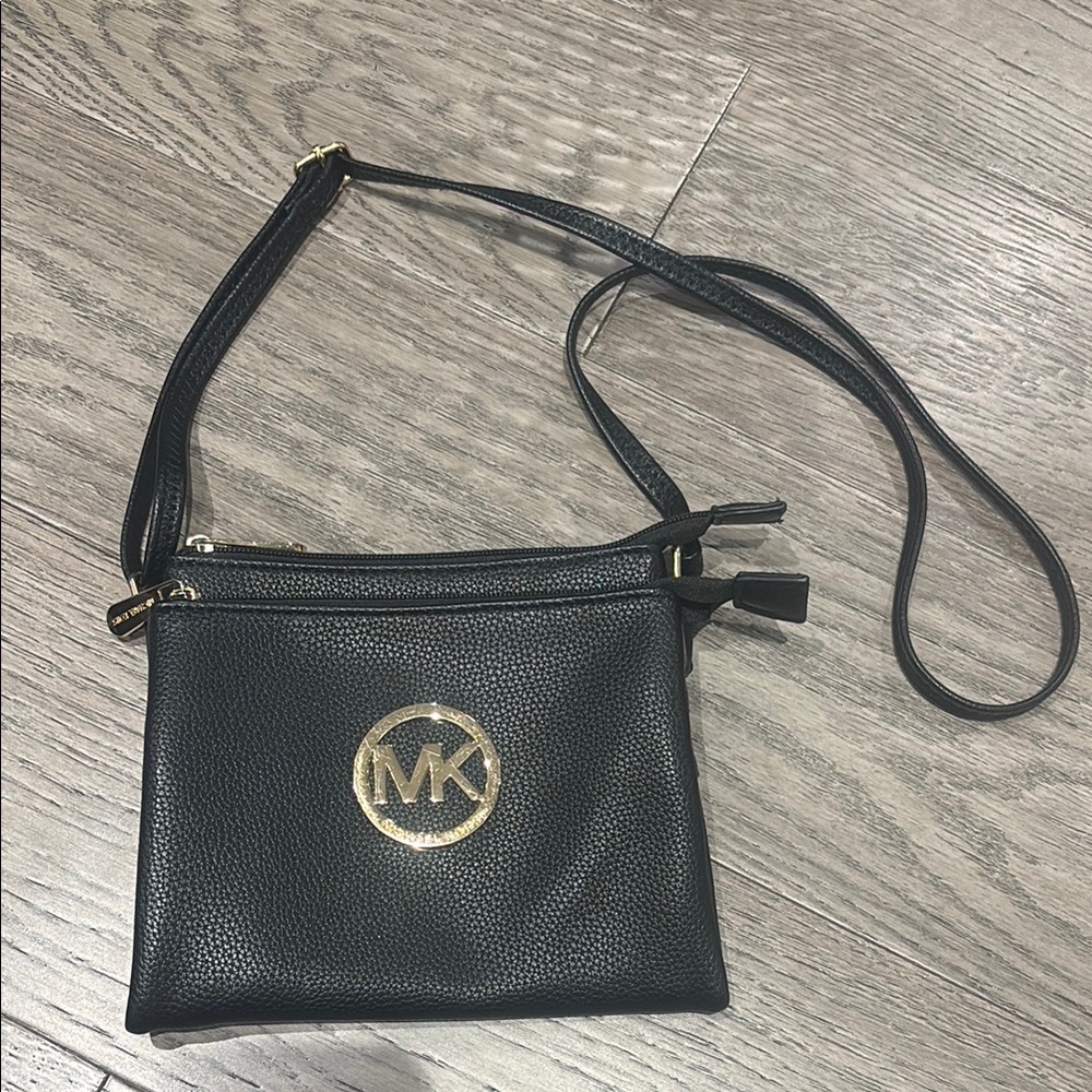 MICHAEL Michael Kors Black Crossbody Bag with Gold Logo